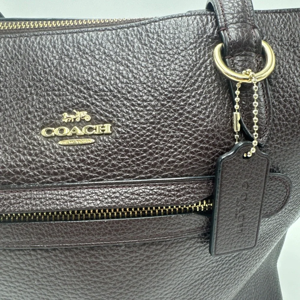 Coach Taylor Pebbled Leather Tote Bag Purse Brown-See‎ Photos 10Hx11W